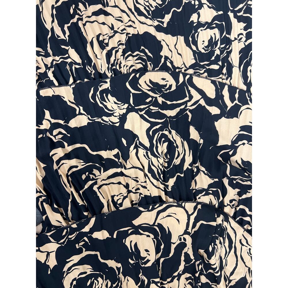 NWT Chico’s Black Label Sz4 Black Tan Floral Pleat Tiered Long Sleeve Midi Dress - Picture 5 of 5